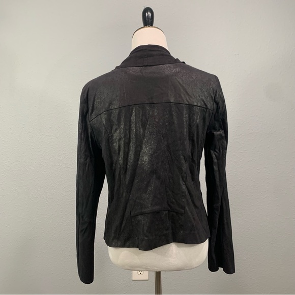 Calvin Klein Rugged Metallic Faux Suede Zip Up Waterfall Jacket - Picture 9 of 11